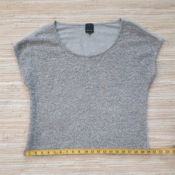 Anthropologie Ella Moss Silver Grey Sequin Knit Top Size S EUC - Picture 7 of 13